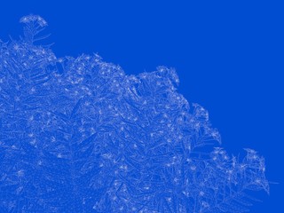 3d rendering of an outlined black tree with green edges isolated on white background