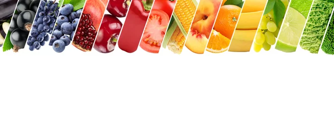 Foto auf Glas Obst und Gemüse in frischen Farben. Gesundes Ernährungskonzept © jarik2405