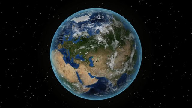 Sweden. 3D Earth in space - zoom in on Sweden outlined. Star sky background