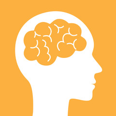 Brain vector icon. Simple silhouette symbol.