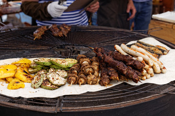 Food Festival with assorted food items. Catering service.