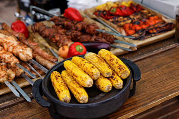Food Festival with assorted food items. Catering service.