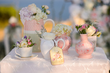 Table decoration at a luxury wedding reception