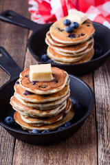 Pancakes with fresh blueberries
