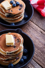 Pancakes with fresh blueberries