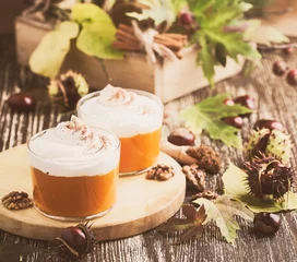 Fotobehang Autumn dessert of pumpkin mousse . Pastels © istetiana