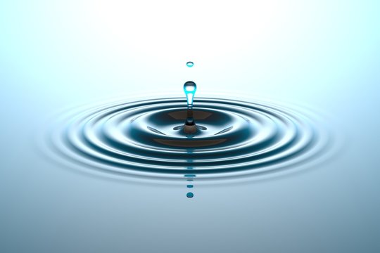 Water drop falling into water surface