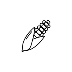 Corn thin line vector icon. Isolated maize vegetable linear style for menu, label, logo. Simple vegetarian food sign.