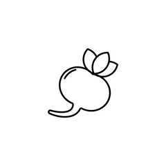 Beet thin line vector icon. Isolated beetroot vegetables linear style for menu, label, logo. Simple vegetarian food sign.