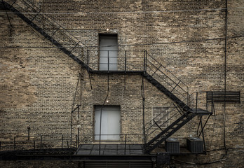 Fire escape with bricks