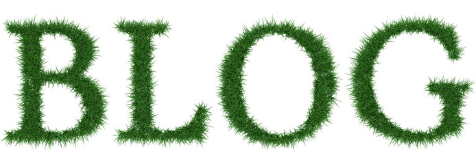 Blog - 3D rendering fresh Grass letters isolated on whhite background.