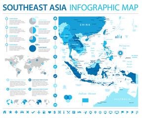 Southeast Asia Map - Info Graphic Vector Illustration