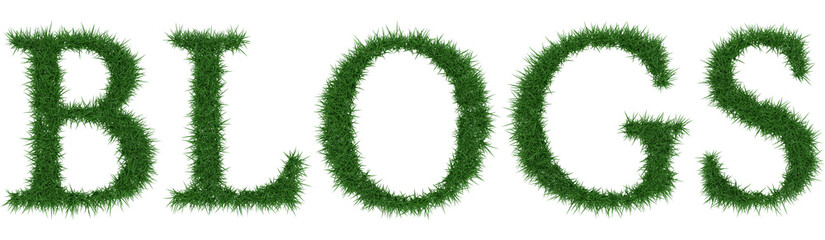 Blogs - 3D rendering fresh Grass letters isolated on whhite background.