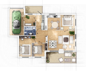house apartment plan sketch