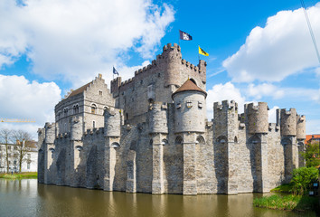 Medieval castle Gravensteen - Castle of the Counts in Ghent, Flanders, Belgium.