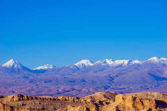 View on purple volcano at the border to Bolivia by San Pedro de Atacama