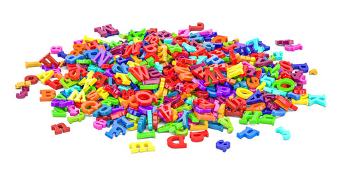 Pile of colored letters, 3D rendering