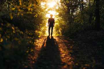Fototapeta premium Anonymous man in bright light