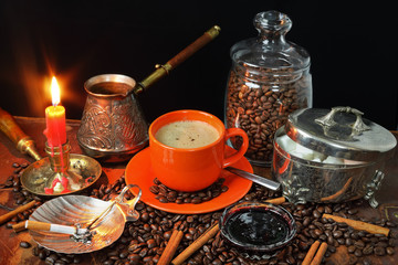 Coffee still life in a retro style