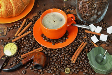 Still life on a coffee subject in a retro style