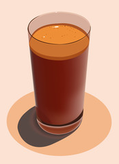 Glass with freshly squeezed juice on a white background