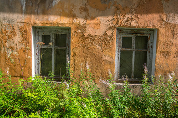 Fototapeta na wymiar Abandoned industrial buildings in the Leningrad region, Russia.