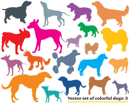 Set of colorful dogs silhouettes-3