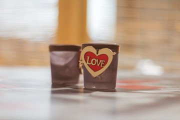 two Love candle holders