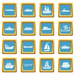 Sea transport icons azure