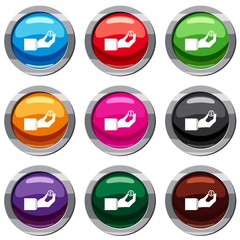 Hand holding the money coin set 9 collection