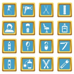 Hairdressing icons azure