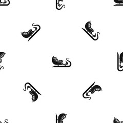 Christmas sleigh of santa claus pattern seamless black
