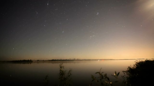 Time lapse of night starry sky