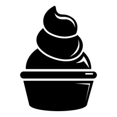 Cream cupcake icon, simple black style