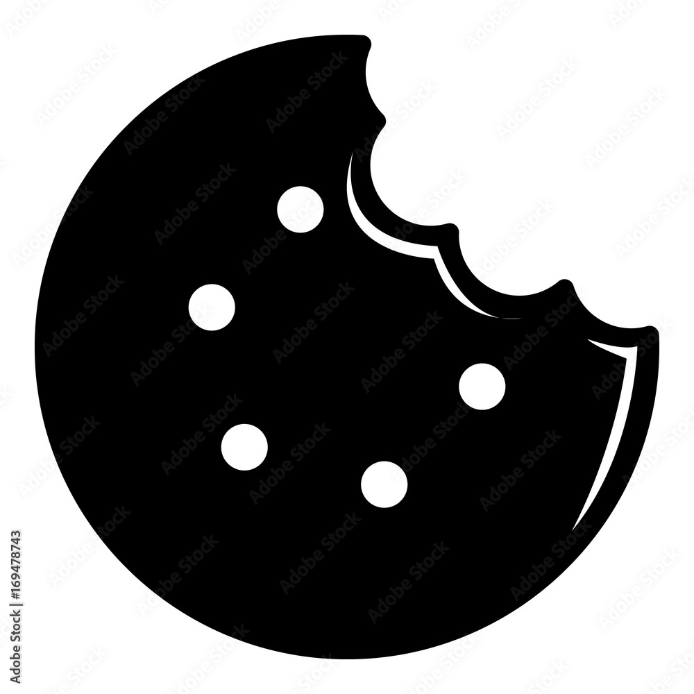 Wall mural bite biscuits icon, simple black style