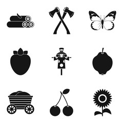 Collection of wood icons set, simple style