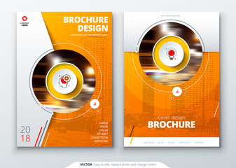 Cover set. Orange template for brochure, banner, plackard, poster, report, catalog, magazine, flyer etc. Modern circle shape abstract background. Creative brochure vector concept