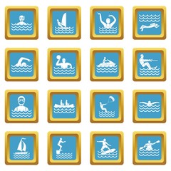 Water sport icons azure