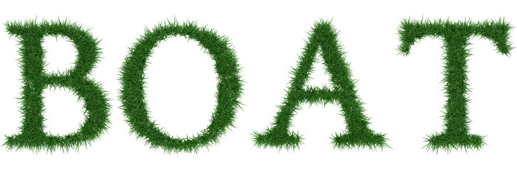 Boat - 3D rendering fresh Grass letters isolated on whhite background.