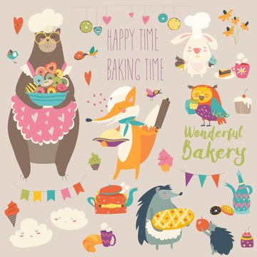 Animals baking the sweets