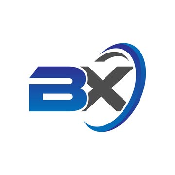 vector initial logo letters bx with circle swoosh blue gray