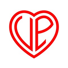 initial letters logo up red monogram heart love shape
