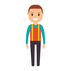 cartoon builder icon over white background vector illustration