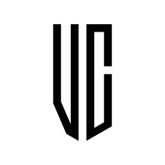 initial letters logo vc black monogram pentagon shield shape