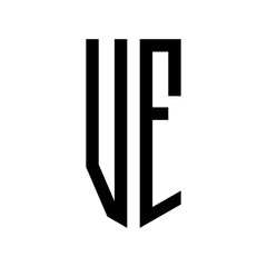 initial letters logo vf black monogram pentagon shield shape