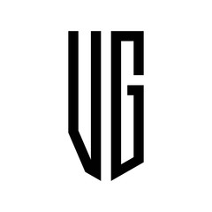 initial letters logo vg black monogram pentagon shield shape