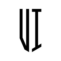 initial letters logo vi black monogram pentagon shield shape