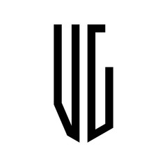 initial letters logo vl black monogram pentagon shield shape