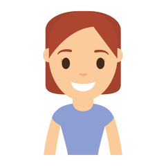 cartoon woman smiling icon over white background colorful design vector illustration