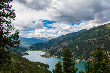 Mountain lake from above 